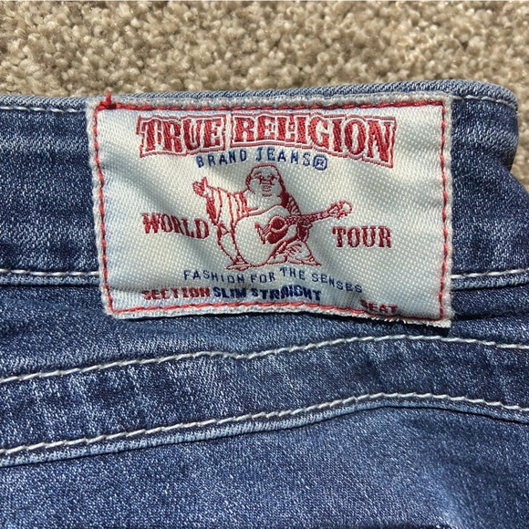 TRUE RELIGION BRAND SLIM STRAIGHT JEANS SIZE 32 BLUE JEANS - Picture 10 of 10
